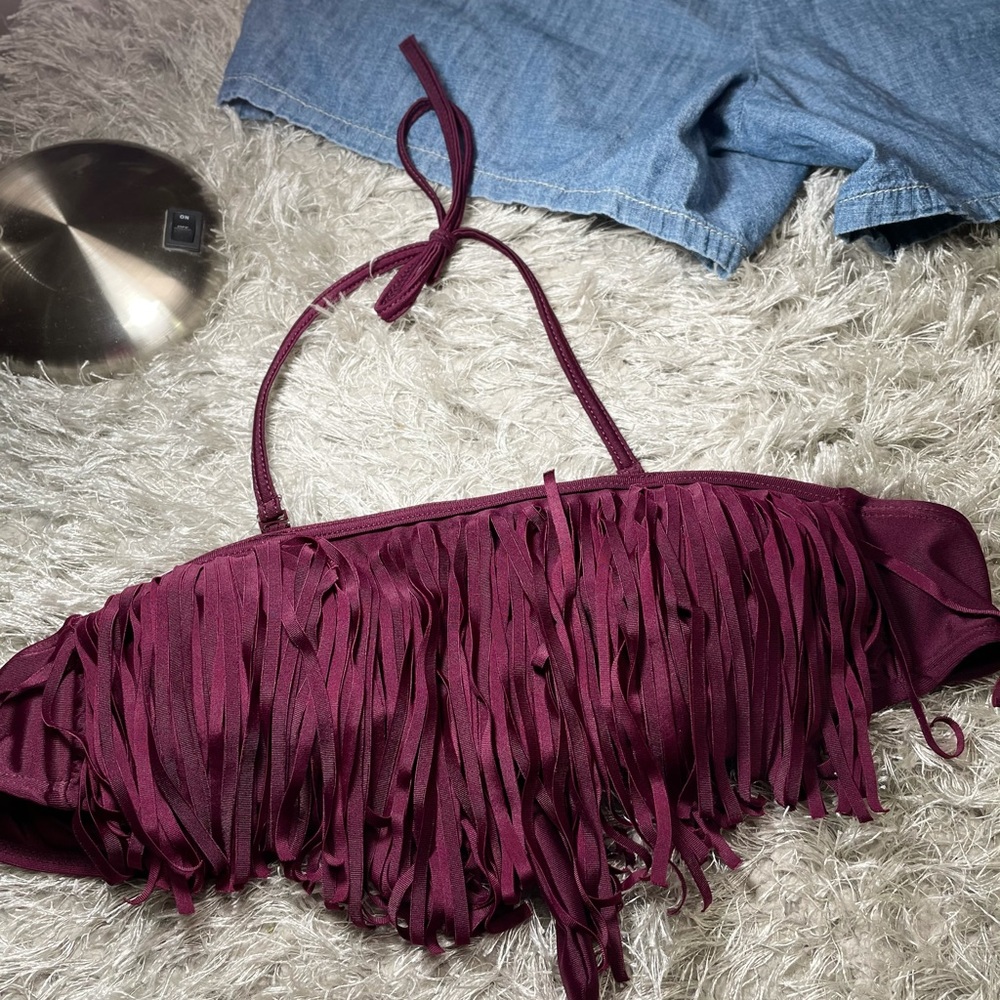 Halter Fringed swim top